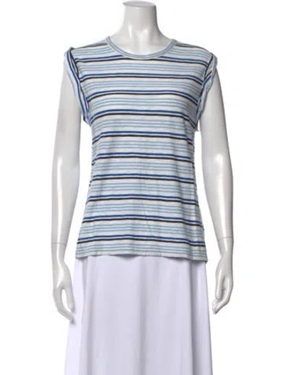Pre-owned Veronica Beard Striped Crew Neck T-shirt In Blue