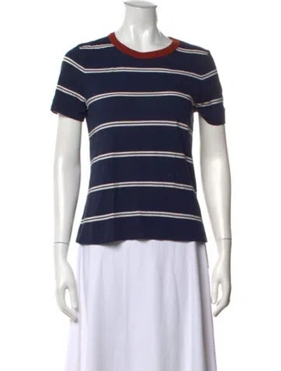 Pre-owned Veronica Beard Striped Crew Neck T-shirt In Blue