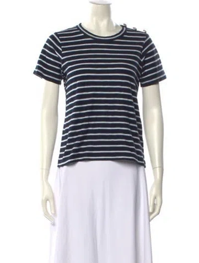 Pre-owned Veronica Beard Striped Crew Neck T-shirt In Blue/white