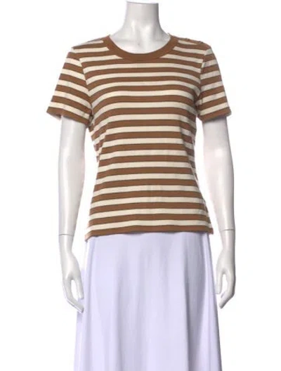 Pre-owned Veronica Beard Striped Crew Neck T-shirt In Brown
