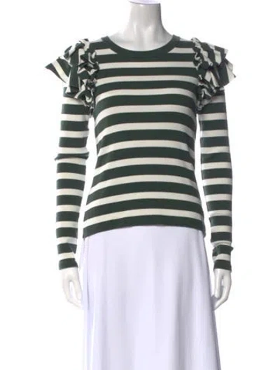 Pre-owned Veronica Beard Striped Crew Neck T-shirt In Green