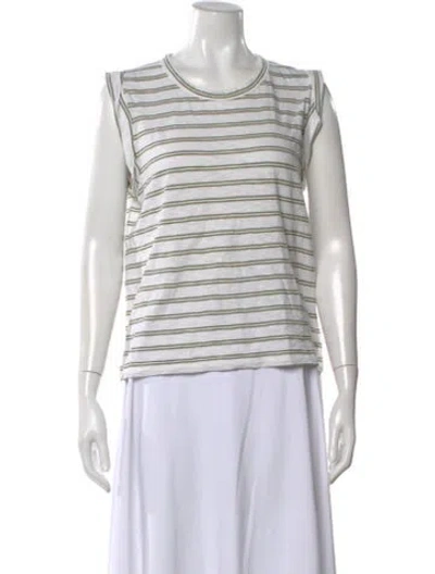 Pre-owned Veronica Beard Striped Crew Neck T-shirt In Green