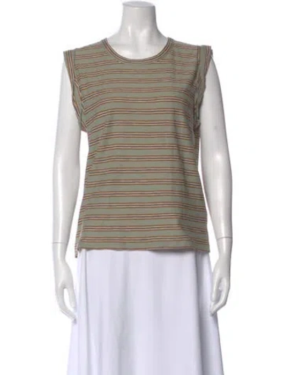 Pre-owned Veronica Beard Striped Crew Neck T-shirt In Green