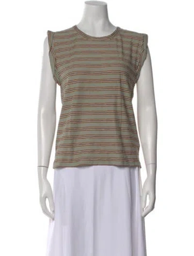 Pre-owned Veronica Beard Striped Crew Neck T-shirt In Green
