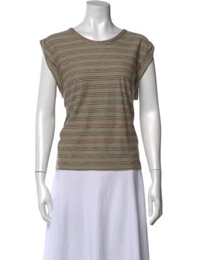Pre-owned Veronica Beard Striped Crew Neck T-shirt In Green