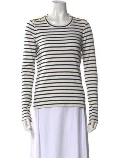 Pre-owned Veronica Beard Striped Crew Neck T-shirt In Neutral