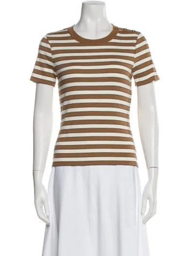 Pre-owned Veronica Beard Striped Crew Neck T-shirt In Neutral