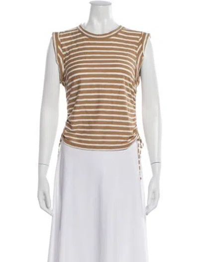 Pre-owned Veronica Beard Striped Crew Neck T-shirt In Neutral