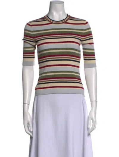 Pre-owned Veronica Beard Striped Crew Neck T-shirt In Neutral