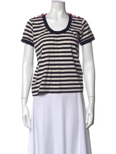 Pre-owned Veronica Beard Striped Crew Neck T-shirt In Neutral