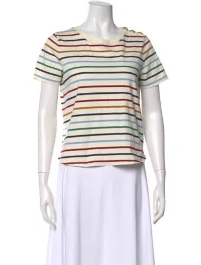 Pre-owned Veronica Beard Striped Crew Neck T-shirt In Neutral