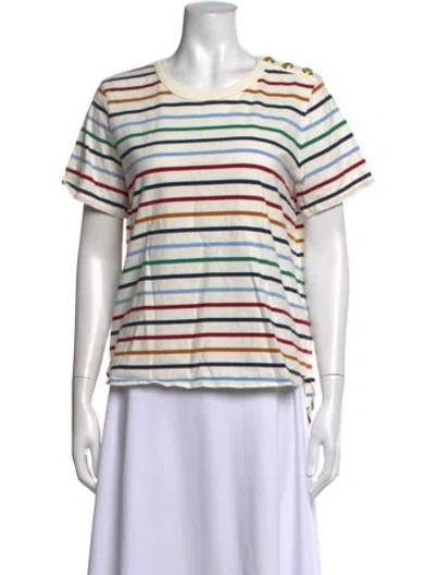 Pre-owned Veronica Beard Striped Crew Neck T-shirt In Neutrals
