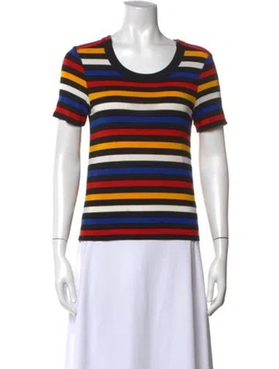 Pre-owned Veronica Beard Striped Crew Neck T-shirt In Red