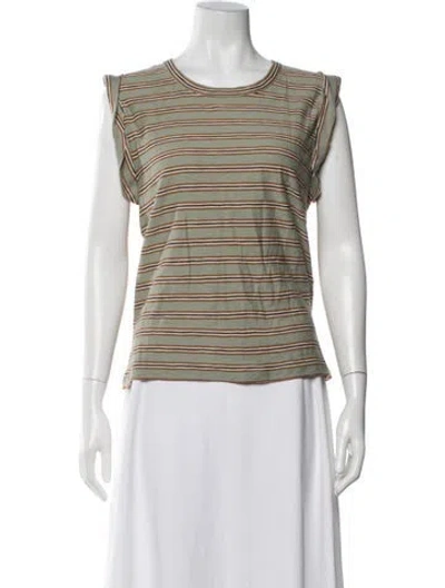Pre-owned Veronica Beard Striped Crew Neck T-shirt W/ Tags In Green