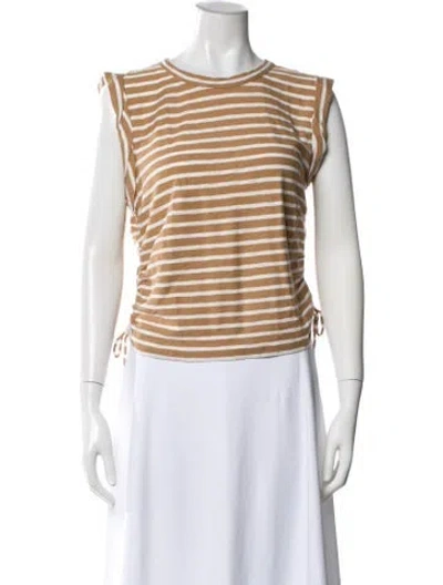 Pre-owned Veronica Beard Striped Crew Neck T-shirt W/ Tags In White