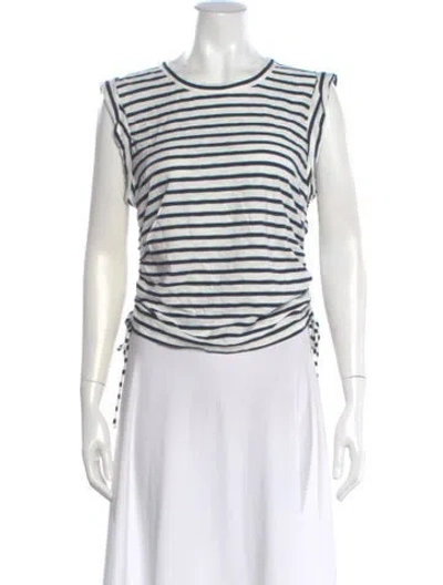 Pre-owned Veronica Beard Striped Crew Neck T-shirt W/ Tags In White