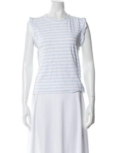 Pre-owned Veronica Beard Striped Crew Neck T-shirt In White