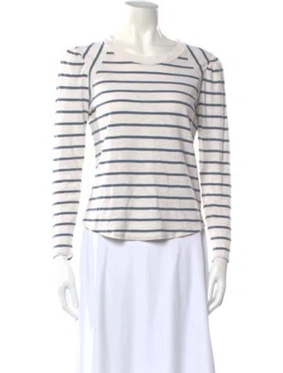 Pre-owned Veronica Beard Striped Crew Neck T-shirt In White