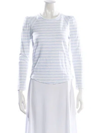 Pre-owned Veronica Beard Striped Crew Neck T-shirt In White
