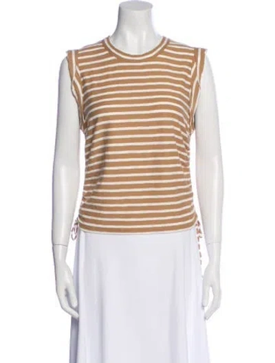Pre-owned Veronica Beard Striped Crew Neck T-shirt In White