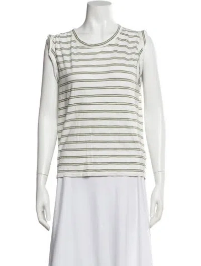 Pre-owned Veronica Beard Striped Crew Neck T-shirt In White