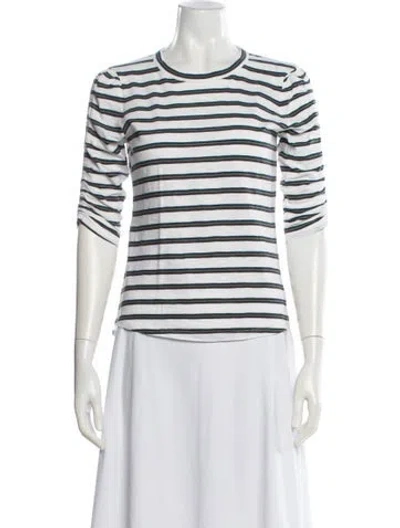 Pre-owned Veronica Beard Striped Crew Neck T-shirt In White