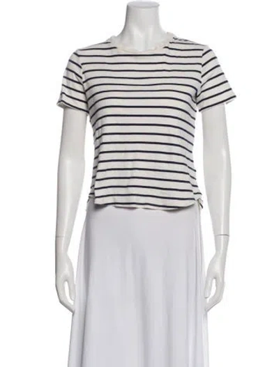 Pre-owned Veronica Beard Striped Crew Neck T-shirt In White