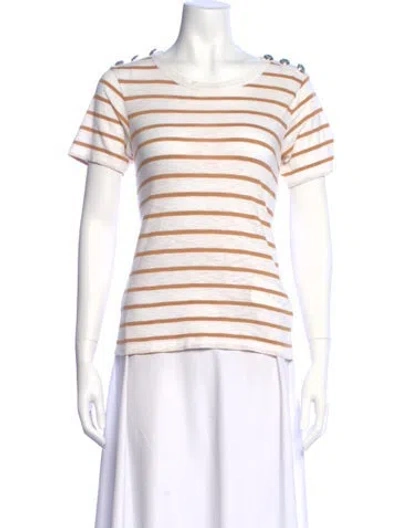 Pre-owned Veronica Beard Striped Crew Neck T-shirt In White