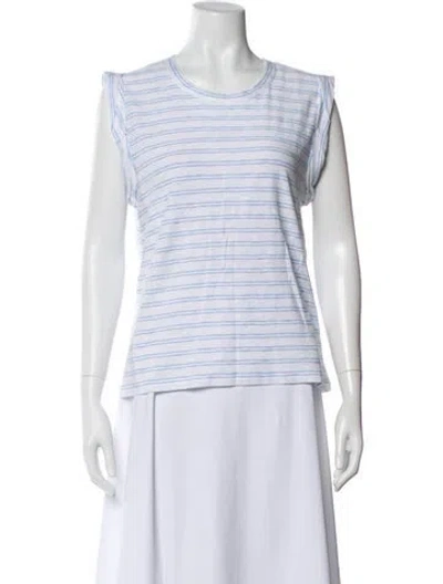 Pre-owned Veronica Beard Striped Crew Neck T-shirt In White