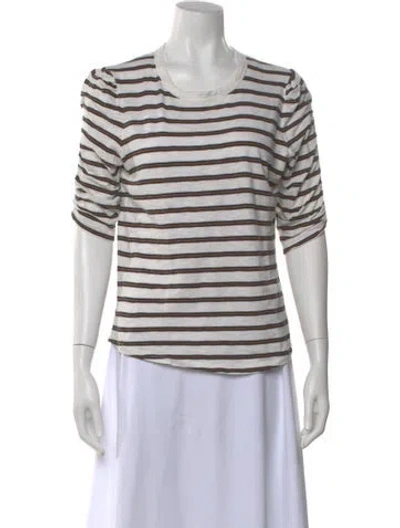 Pre-owned Veronica Beard Striped Crew Neck T-shirt In White