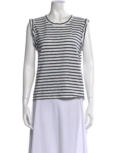 Pre-owned Veronica Beard Striped Crew Neck T-shirt In White