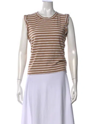 Pre-owned Veronica Beard Striped Crew Neck T-shirt In White