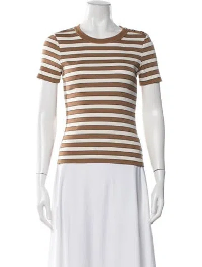 Pre-owned Veronica Beard Striped Crew Neck T-shirt In White