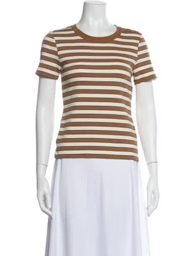 Pre-owned Veronica Beard Striped Crew Neck T-shirt In White