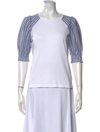 Pre-owned Veronica Beard Striped Crew Neck T-shirt In White
