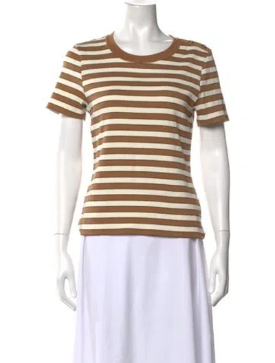 Pre-owned Veronica Beard Striped Crew Neck T-shirt In White