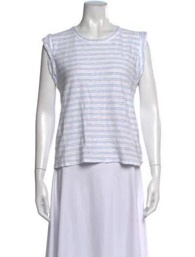 Pre-owned Veronica Beard Striped Crew Neck T-shirt In White