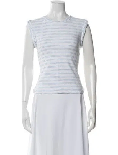Pre-owned Veronica Beard Striped Crew Neck T-shirt In White