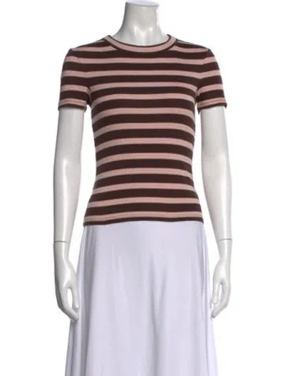 Pre-owned Veronica Beard Striped Crew Neck T-shirt In White