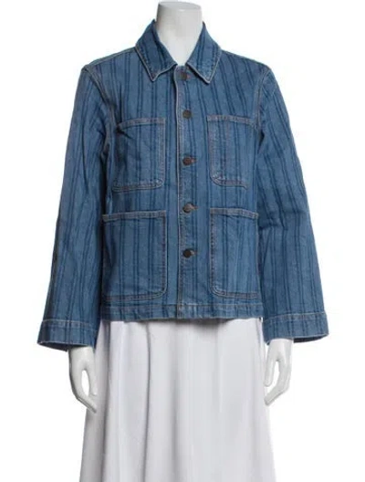 Pre-owned Veronica Beard Striped Denim Jacket In Blue