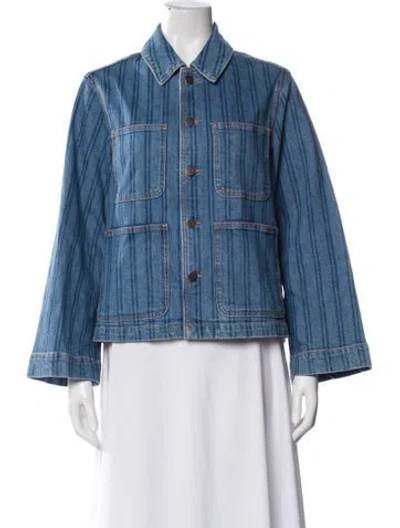 Pre-owned Veronica Beard Striped Denim Jacket In Blue