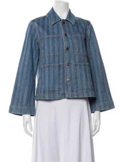 Pre-owned Veronica Beard Striped Denim Jacket In Blue