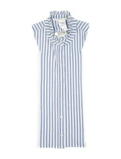 Pre-owned Veronica Beard Striped Dickey In Blue/white