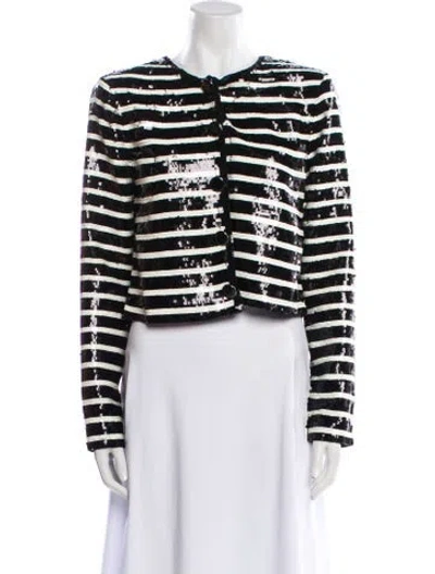Pre-owned Veronica Beard Striped Evening Jacket In Black