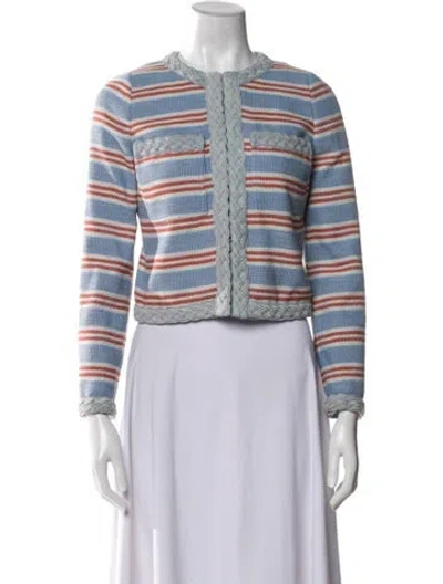 Pre-owned Veronica Beard Striped Evening Jacket In Blue