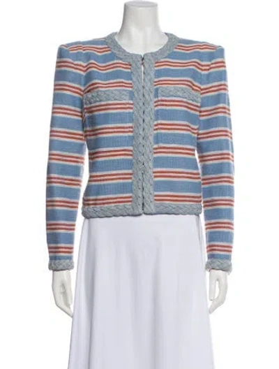 Pre-owned Veronica Beard Striped Evening Jacket In Blue