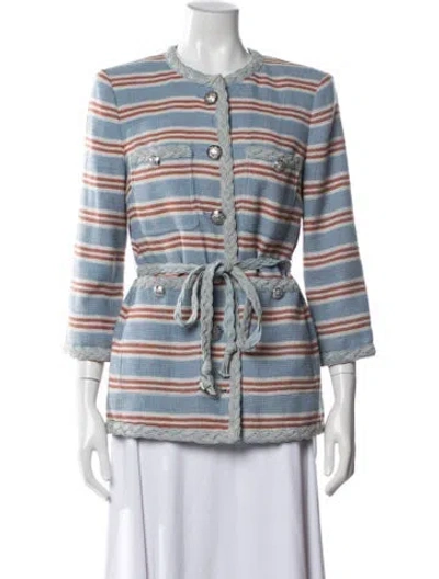 Pre-owned Veronica Beard Striped Evening Jacket In Blue