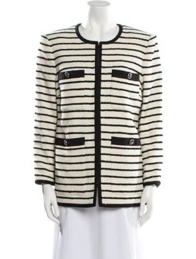 Pre-owned Veronica Beard Striped Evening Jacket In Neutral