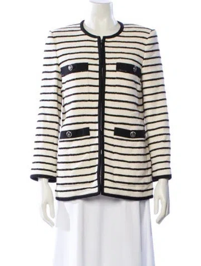 Pre-owned Veronica Beard Striped Evening Jacket In Neutral