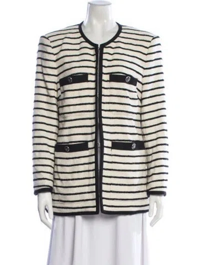 Pre-owned Veronica Beard Striped Evening Jacket In Neutral